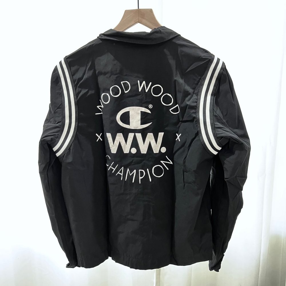 Champion X Wood Wood Varsity Windbreaker Button Closure